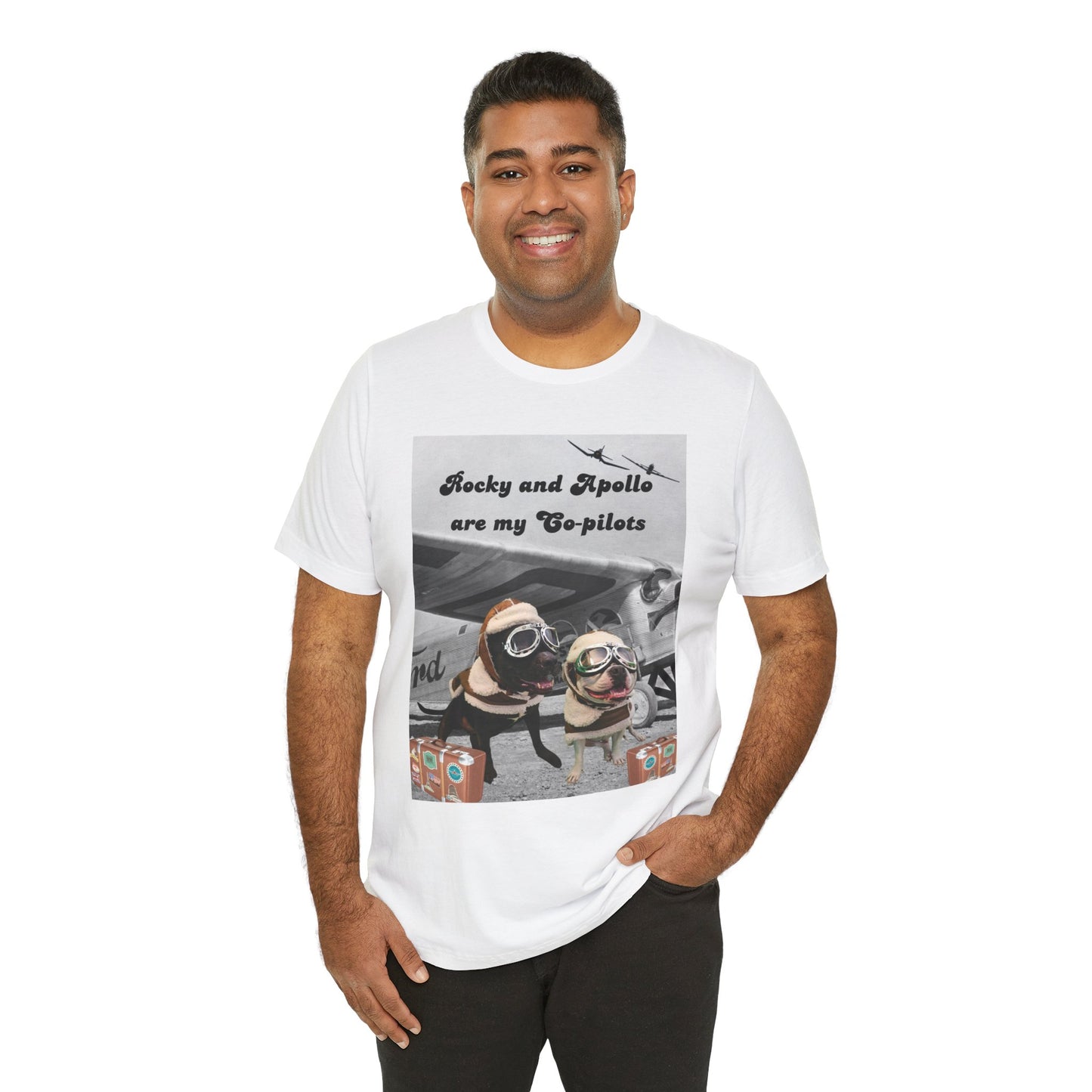 Rocky and Apollo are my Co-pilot Unisex Jersey Short Sleeve Tee