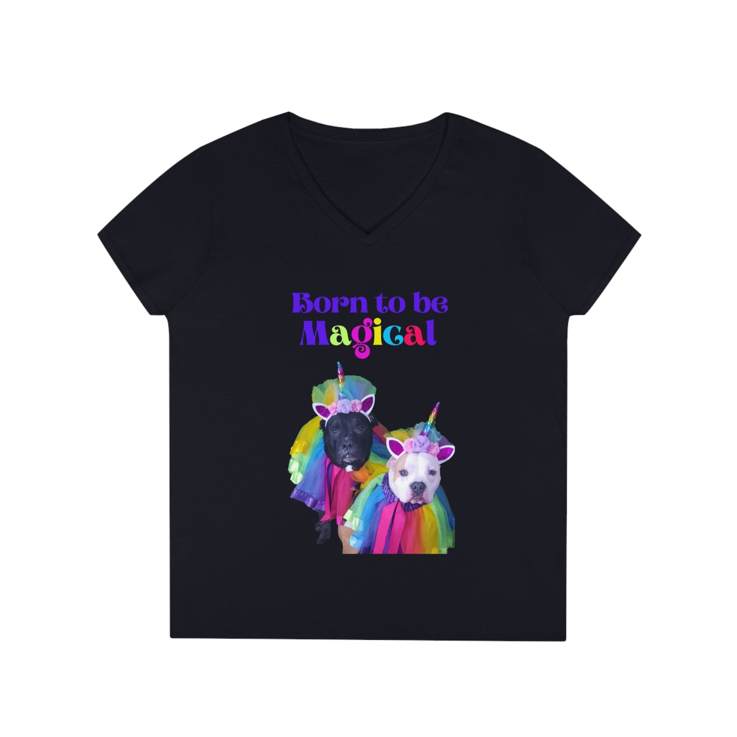 Born to be Magical Unicorn Ladies' V-Neck T-Shirt