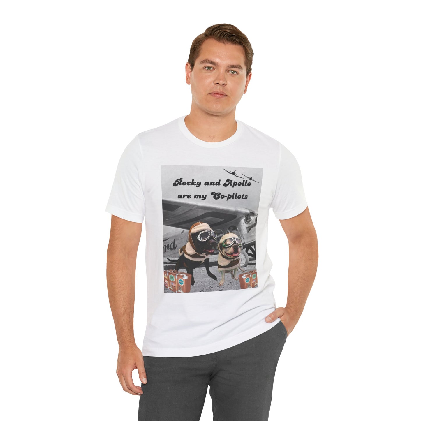 Rocky and Apollo are my Co-pilot Unisex Jersey Short Sleeve Tee