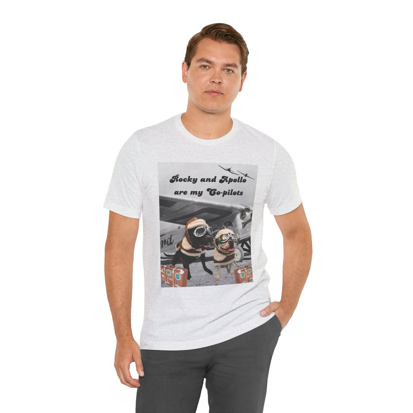 Rocky and Apollo are my Co-pilot Unisex Jersey Short Sleeve Tee