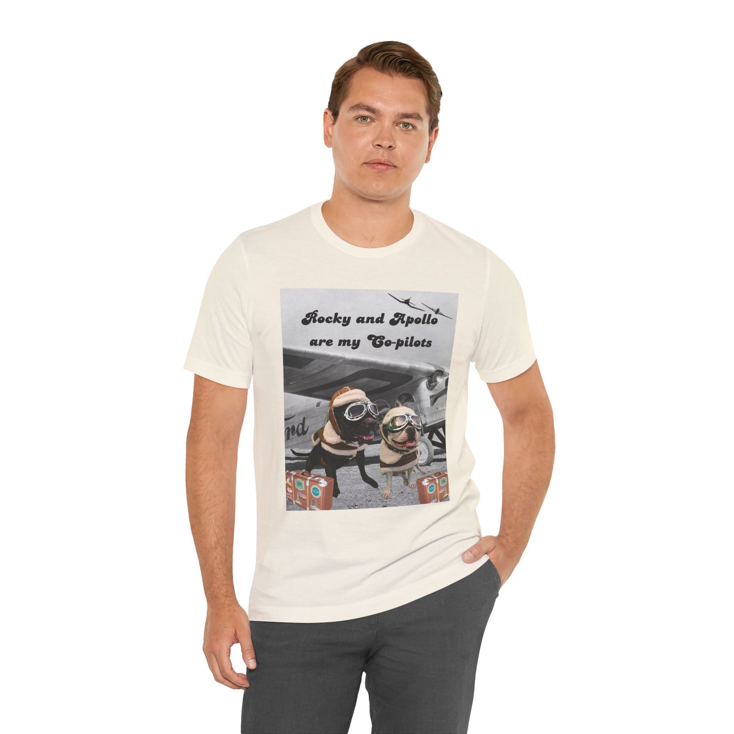Rocky and Apollo are my Co-pilot Unisex Jersey Short Sleeve Tee