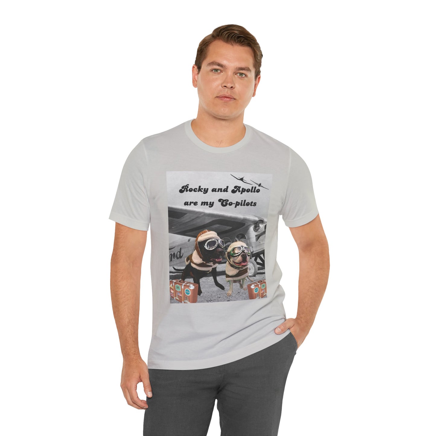 Rocky and Apollo are my Co-pilot Unisex Jersey Short Sleeve Tee