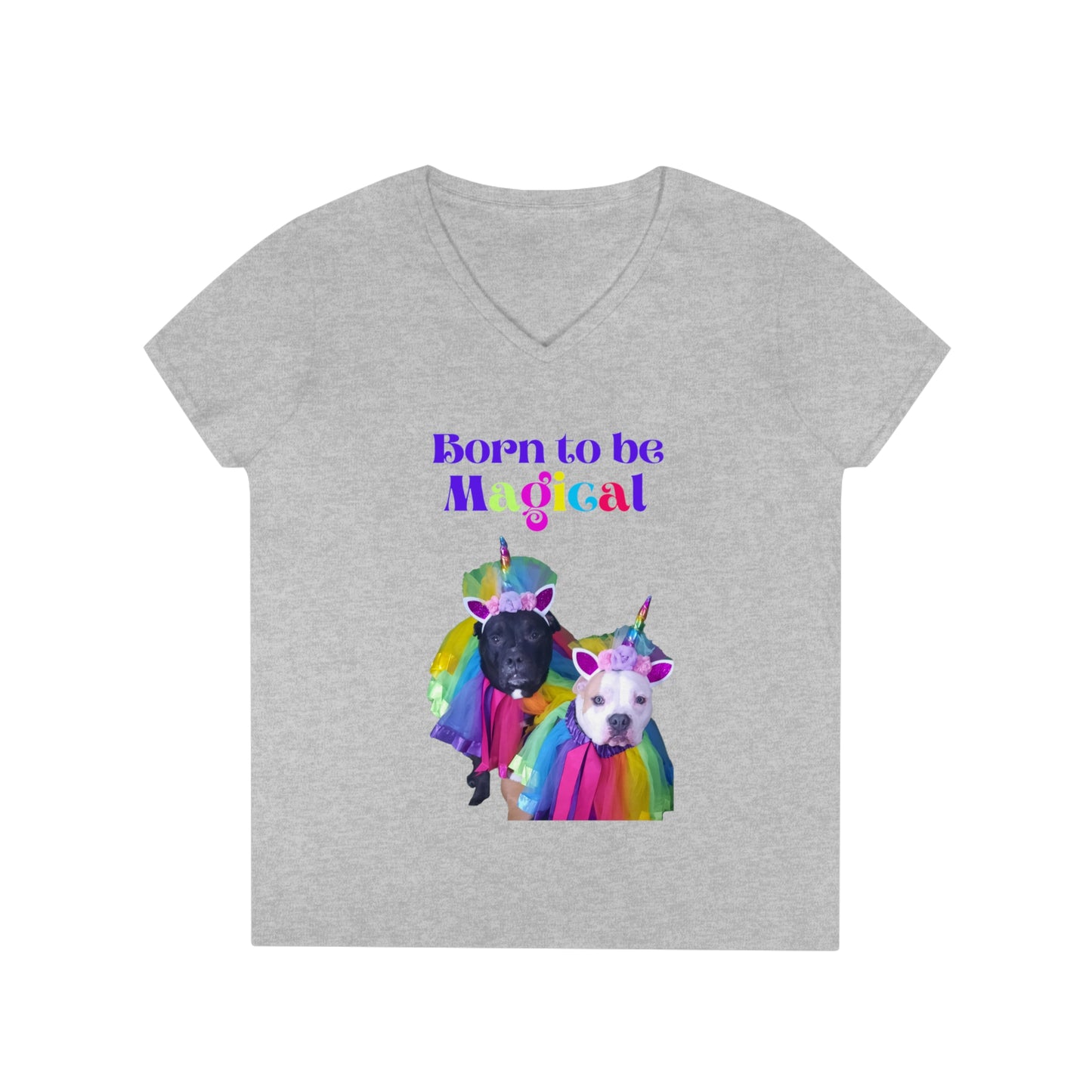 Born to be Magical Unicorn Ladies' V-Neck T-Shirt